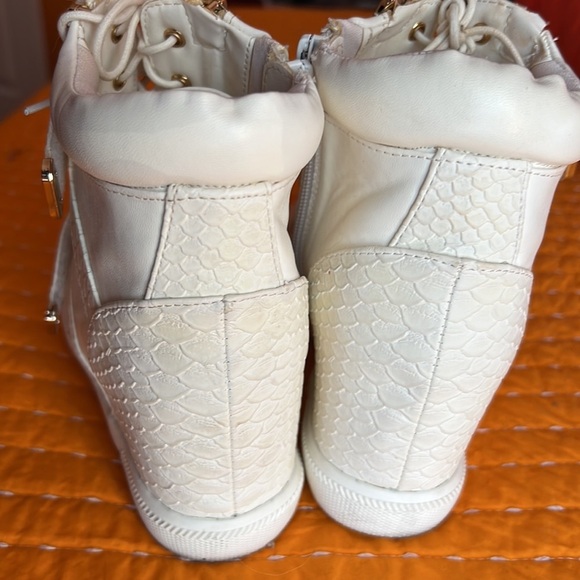Thalia Sodi white sneaker boots double gold zipper ties sz9 - Picture 7 of 8